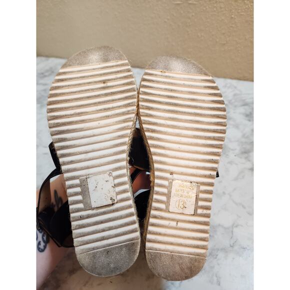 SODA Bryce‎ Girls Black Open Toe Espadrille Platform Wedge Sandals Size 13 - Picture 5 of 8